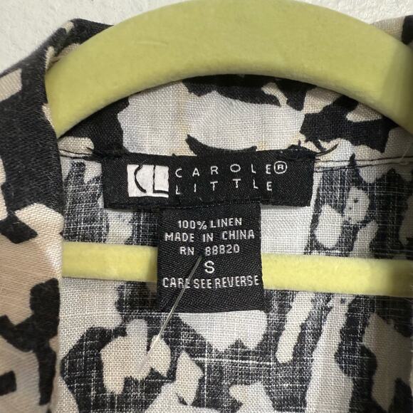 Carol Little Leopard Print Linen Button Down Sleeveless Blouse Sz S - Picture 5 of 11